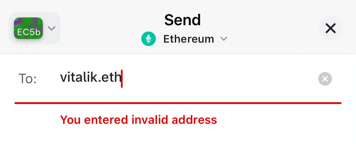 MyEtherWallet doesn't allow ENS names as the recipient in the send flow